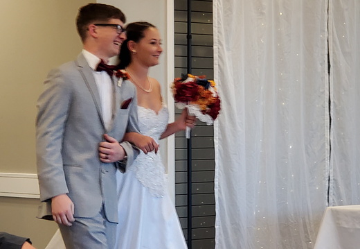 Into the reception as the newly weds